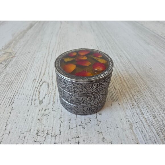 Mini trinket pill box dried flower vintage containers - Picture 1 of 8
